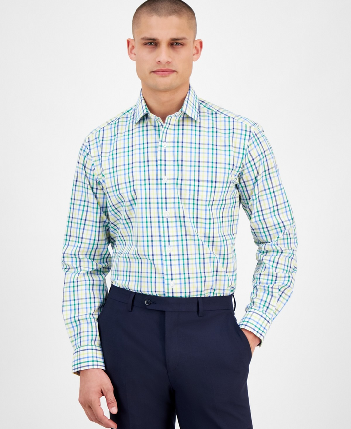 Translation missing: en.Club Room Mens Regular-Fit Performance Dress Shirt Plaid Multi Cotton 17.5 36/37