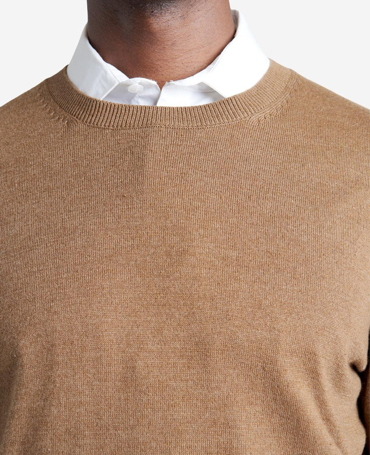 Translation missing: en.Kenneth Cole Men's Sweater Heather Brown Size 2XL Tipped Sleeve Crew Neck