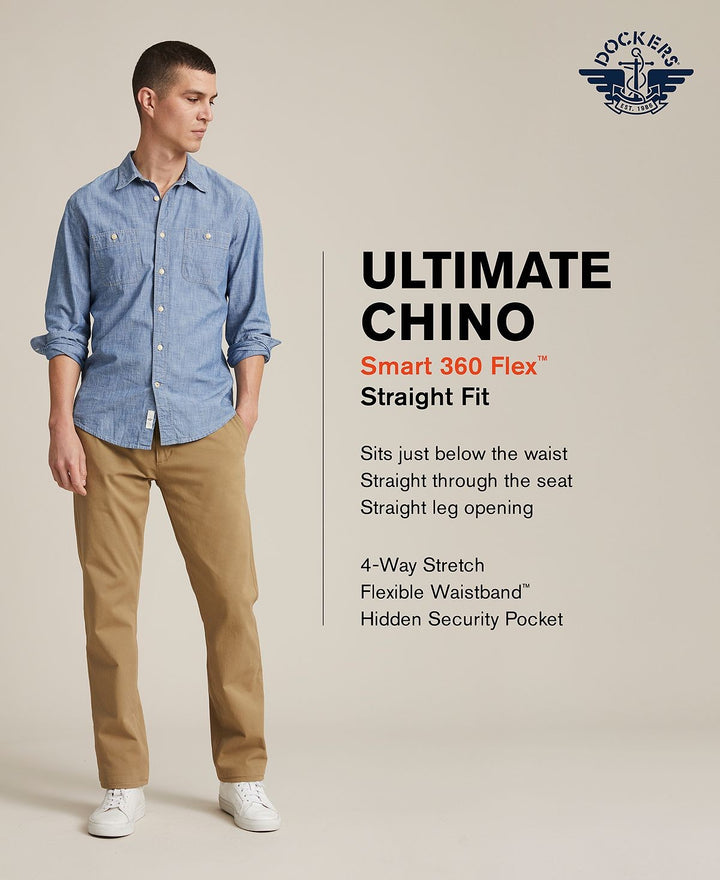 Translation missing: en.Dockers Mens Straight Fit Smart 360 Flex Linen-Blend Chino Pants Harvest-38x29