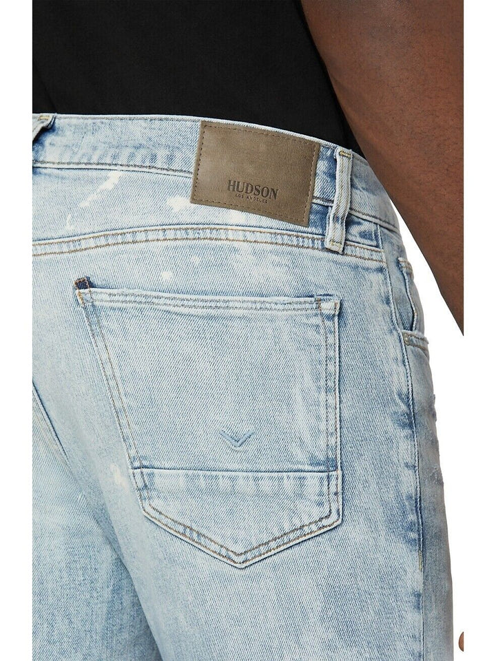 Translation missing: en.Hudson Men's Zack Skinny Fit Moto Biker Jeans In Mineral Blue-30/32