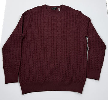 Translation missing: en.Karl Lagerfeld Paris Men's Crewneck Sweater Cable Knit Reg Fit Wine-Large