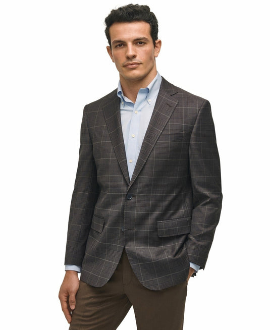 Translation missing: en.B by B by Brooks Brothers Mens Classic-Fit Wool Blend Sport Coat Brown Multi-44L