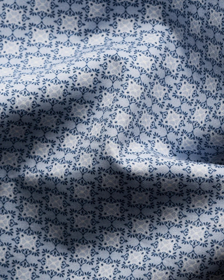 Translation missing: en.Eton Men's Slim Fit Geometric Print Shirt in Blue/White-EU 37 US 14.5  100011103