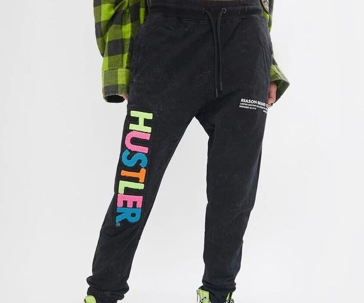 Translation missing: en.Reason Men's Limited Edition Hustler Future Embroided Logo Joggers Black-Small