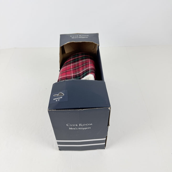 Translation missing: en.Club Room Eden Barn Plaid Comfort Soles Hoodback Slippers Red Multi-Medium 8-9
