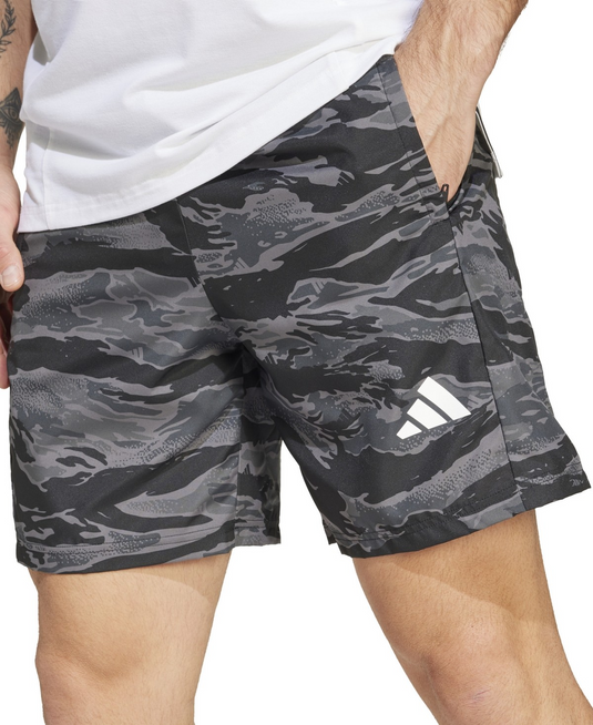 Translation missing: en.adidas Men's Regular-Fit Camouflage 7" Training Shorts - Black Gray-2XL