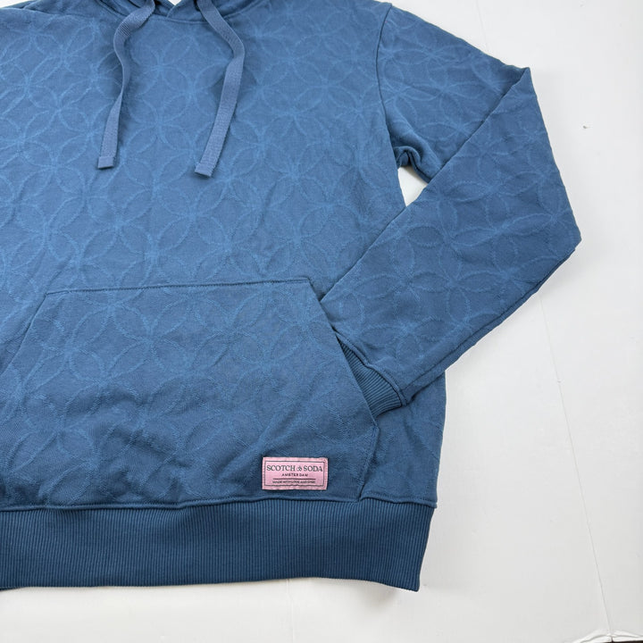 Translation missing: en.Scotch And Soda Geo Print Cotton Blend Hoodie Teal Blue-Size Small