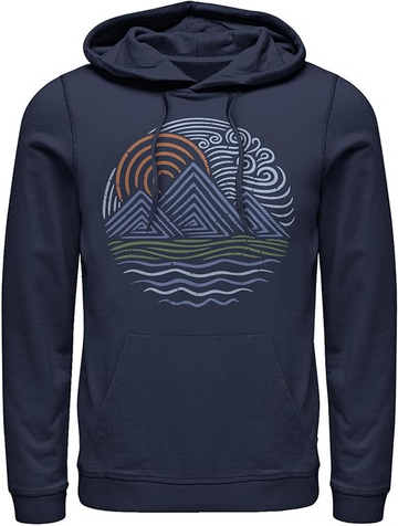 Translation missing: en.Zuni Men's Lost Gods Outdoor Lines Waves Pull Over Hoodie Navy Blue - Small