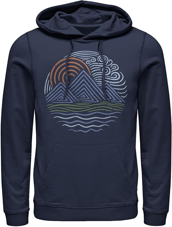 Translation missing: en.Zuni Men's Lost Gods Outdoor Lines Waves Pull Over Hoodie Navy Blue - Small
