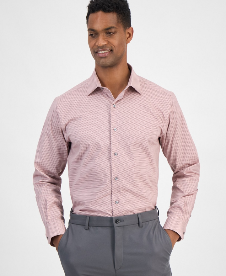 Translation missing: en.Alfani Dress Shirt Mens 15-15.5 34/35 Mauve White Slim-Fit Temperature Regulate