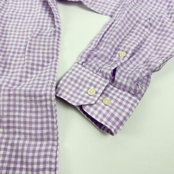 Translation missing: en.The Men's Store At Major Dept Store Regular Fit Gingham Linen Shirt Orchid-Large
