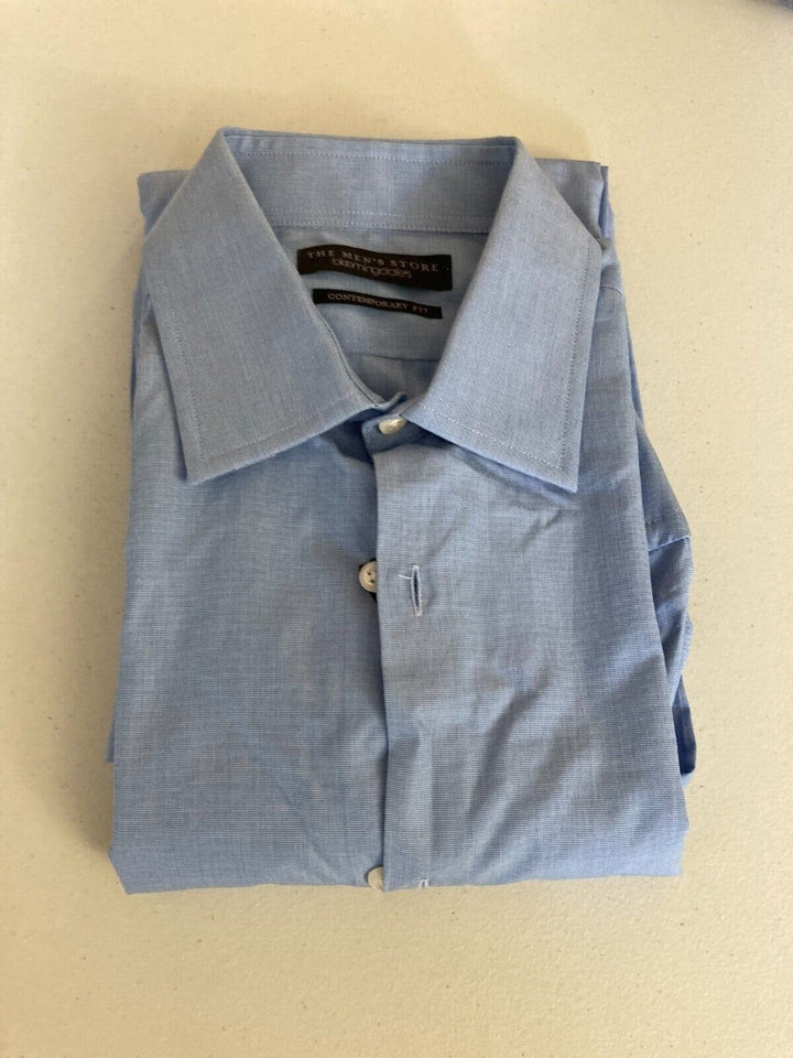 Translation missing: en.The Men's Store Contemporary Fit End-on-End Solid Dress Shirt Blue Bay-15 34/35