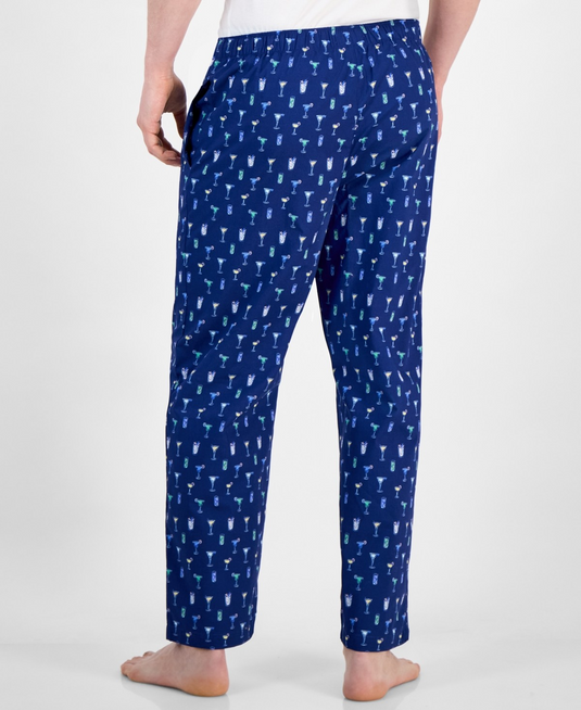 Translation missing: en.Club Room Men's Woven Beverage-Graphic Night Cap Pajama Pants Navy-Large