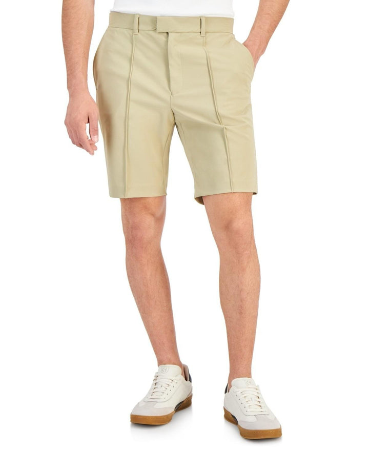 Translation missing: en.Alfani Men's Alfatech Regular-Fit Pintucked 10" Suit Shorts Twill Beige-38W