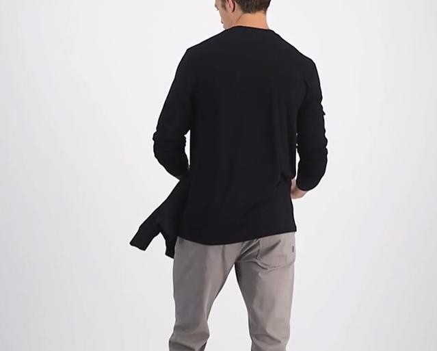 Translation missing: en.Alfani Alfatech Long Sleeve Crewneck T-Shirt Deep Black-2XL