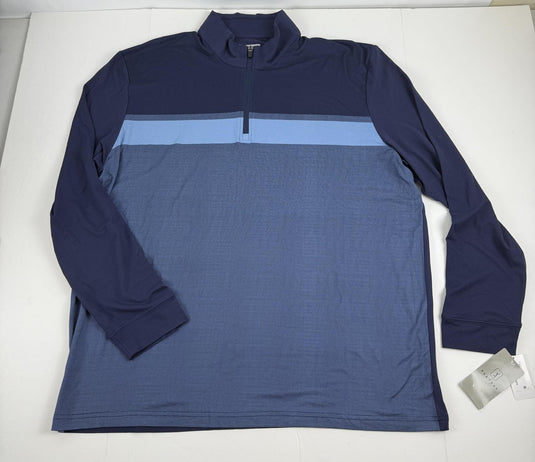 Translation missing: en.PGA Tour Chest Stripe Ombre Long Sleeve Quarter-Zip Golf Sweater Blue Size 2XL