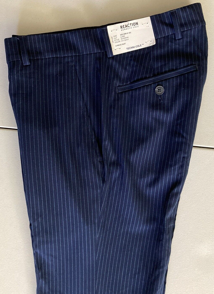 Translation missing: en.Kenneth Cole Reaction Techni Cole Men's Slim-Fit Striped Dress Pants Navy-29/32