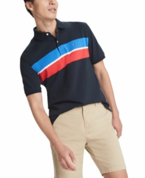 Translation missing: en.Tommy Hilfiger Men's Paul Stripe Polo Shirt Sky Captain Blue-Size Xsmall