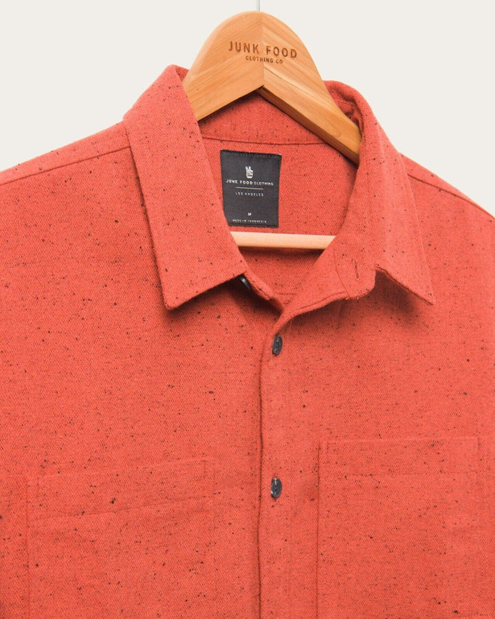 Translation missing: en.Junk Food Men's Gordy Flecked Long Sleeve Work Shirt in Siracha-Small