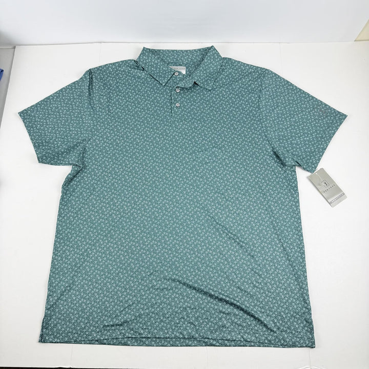 Translation missing: en.Pga Tour Men's Short Sleeve Floral Print Golf Polo Shirt - Storm Green-2XL