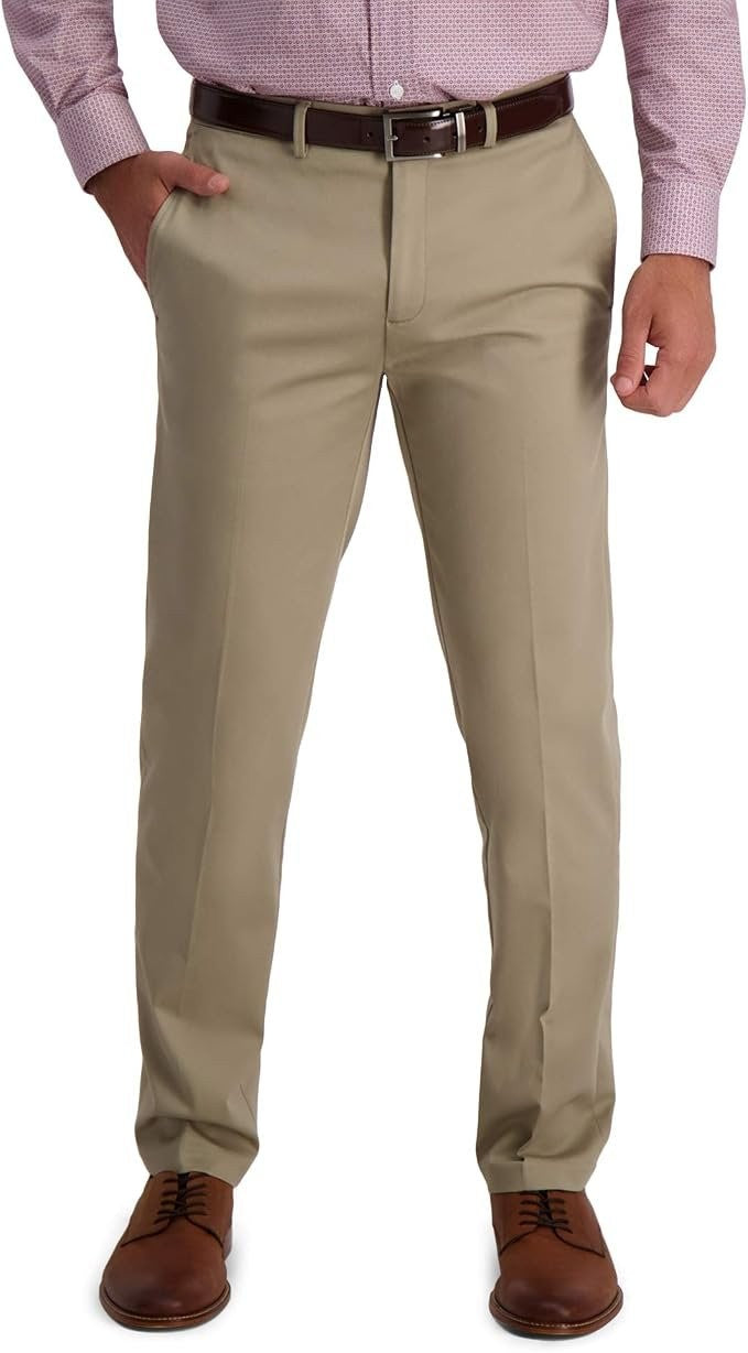 Translation missing: en.Haggar Mens Iron Free Premium Khaki Straight-Fit Flat-Front Pant Med Khaki-40x30