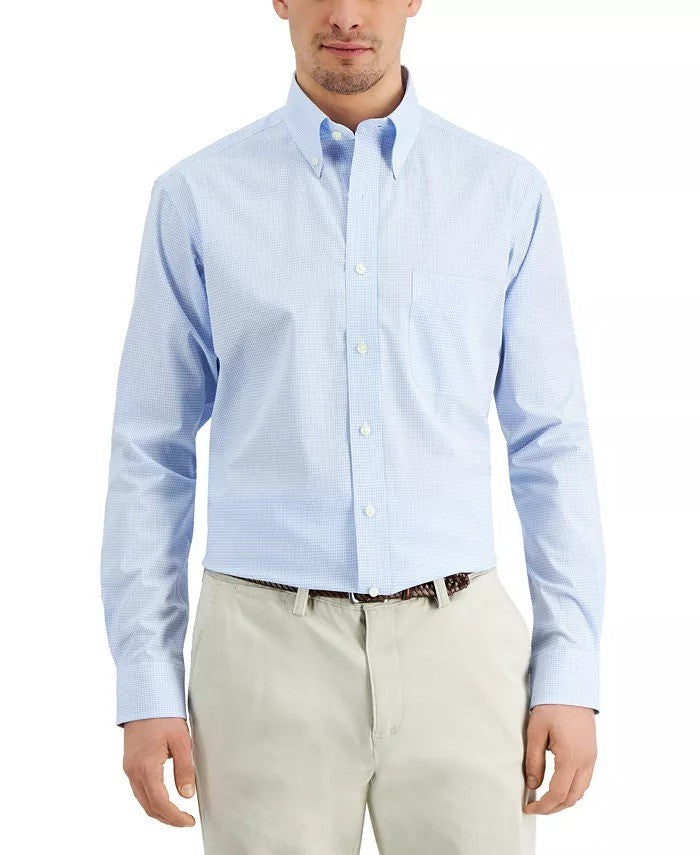 Translation missing: en.Club Room Mens Regular Fit Mini Gingham Dress Shirt in Lt Blue-16.5 36/37
