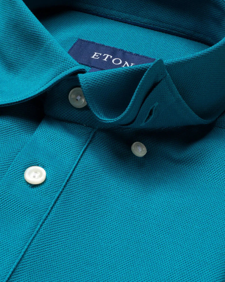 Translation missing: en.Eton Men's Contemporary-Fit Pique Polo in Teal- Size 3XL