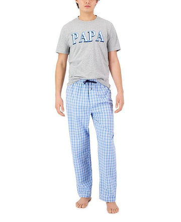 Translation missing: en.Club Room Men's 'Papa' Top &amp; Plaid Pants 2-Pc. Pajama Set Blue White Combo-XL