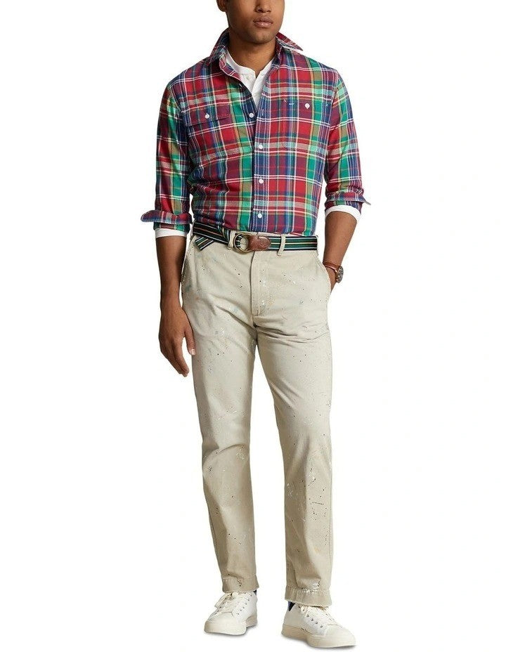 Translation missing: en.Polo Ralph Lauren Oxford Shirt Men's Small Red/Green Classic-Fit Plaid Workshirt