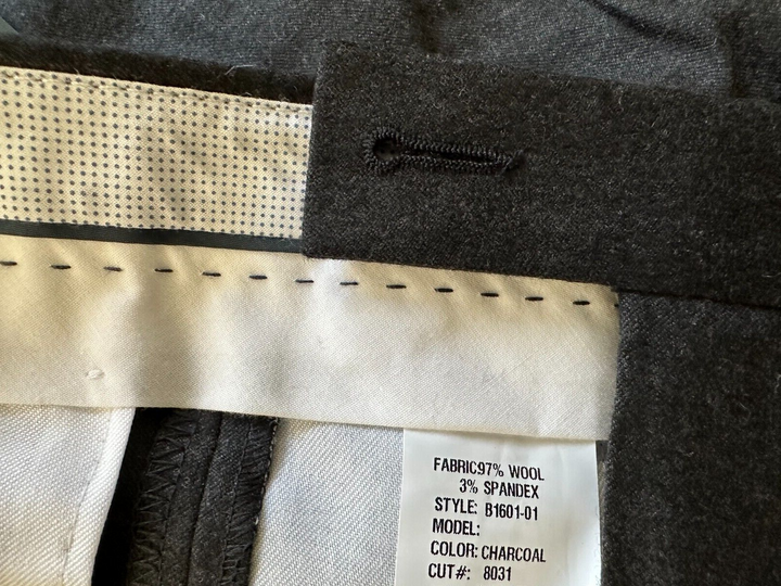 Translation missing: en.The Men's StoreDesigner Brand Wool Stretch Flannel Trousers in Char-40R Unhemmed