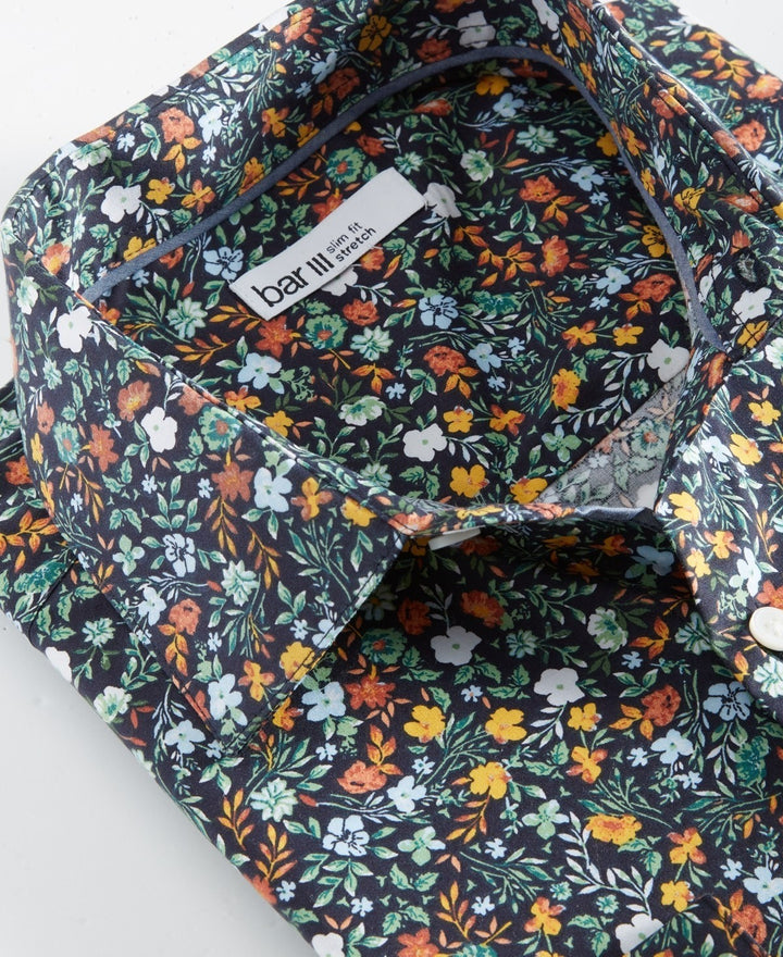 Translation missing: en.Bar III Dress Shirt Men's S 14-14.5 32/33 Multi Slim-Fit Water Floral Stretch