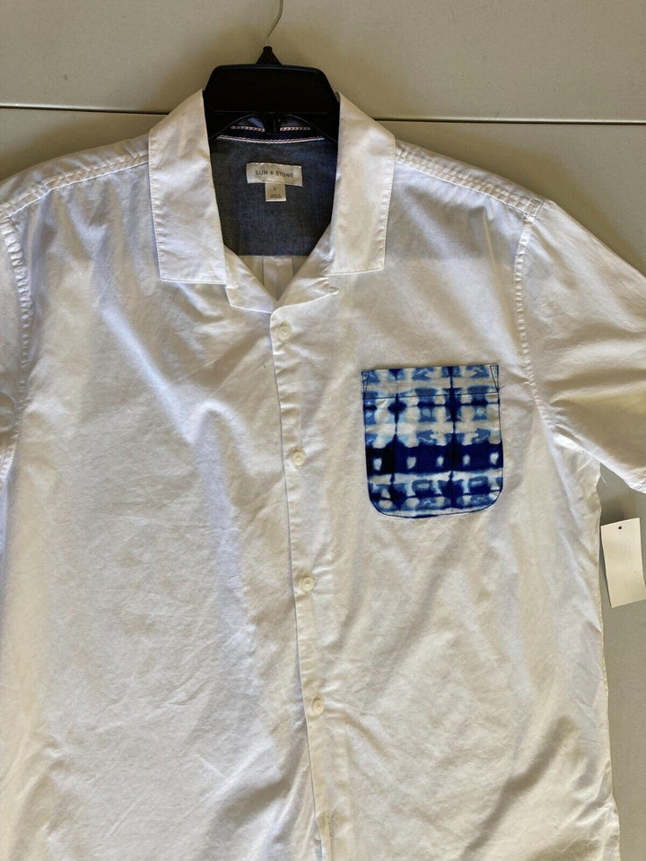 Translation missing: en.Sun + Stone Men's Mick Solid Pocket Shirt in White-XL