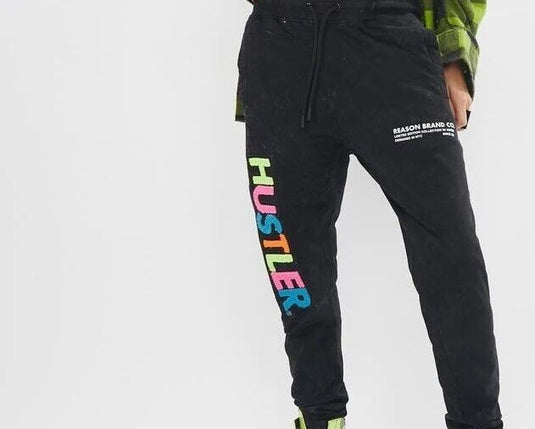 Translation missing: en.Reason Men's Limited Edition Hustler Future Embroided Logo Joggers Black-Small