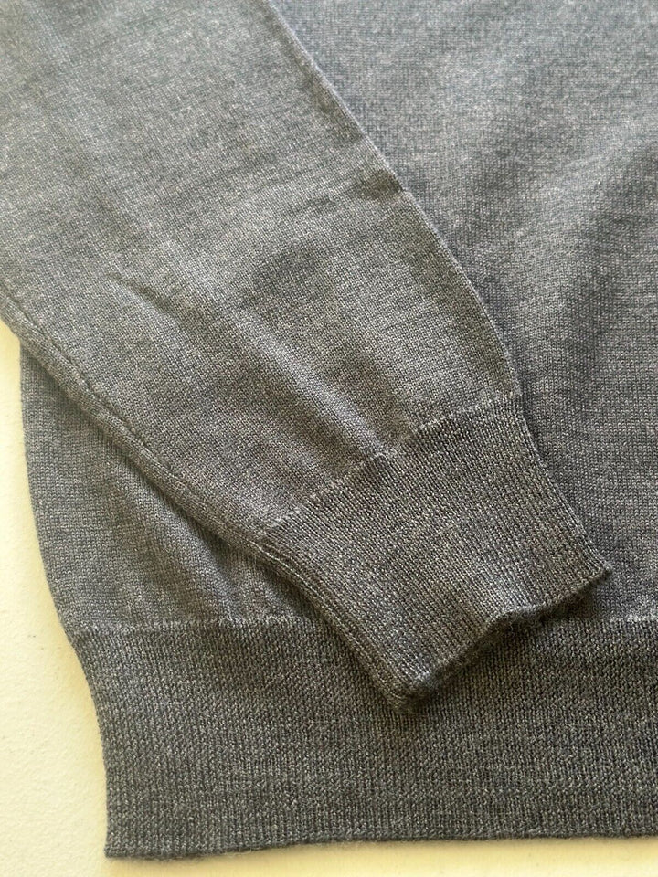 Translation missing: en.The Men's Store Designer Quarter-Zip Merino Wool Sweater in Med Grey-Small