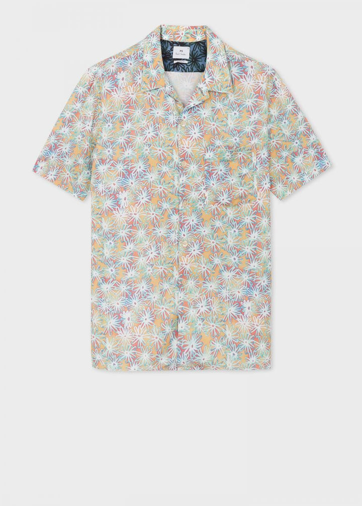 Translation missing: en.Ps Paul Men's Smith Floral Print Regular Fit Camp Shirt Multicolor-Size Large