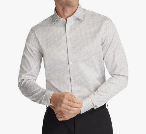 Translation missing: en.Calvin Klein Dress Shirt Mens XL17.5 34/35 Taupe Refined Cotton Reg Fit Stretch