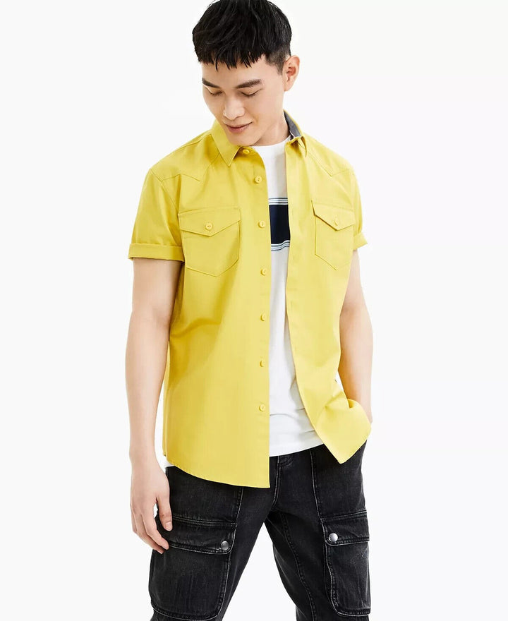 Translation missing: en.Sun + Stone Men's Austin Regular-Fit Solid Western Shirt Curry Gold-Small