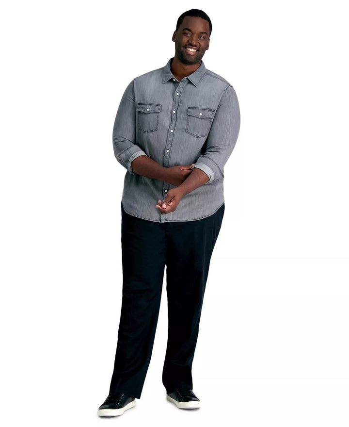 Translation missing: en.Haggar Men's Big &amp; Tall Premium No Iron Khaki Classic Fit Pants Black-48x32