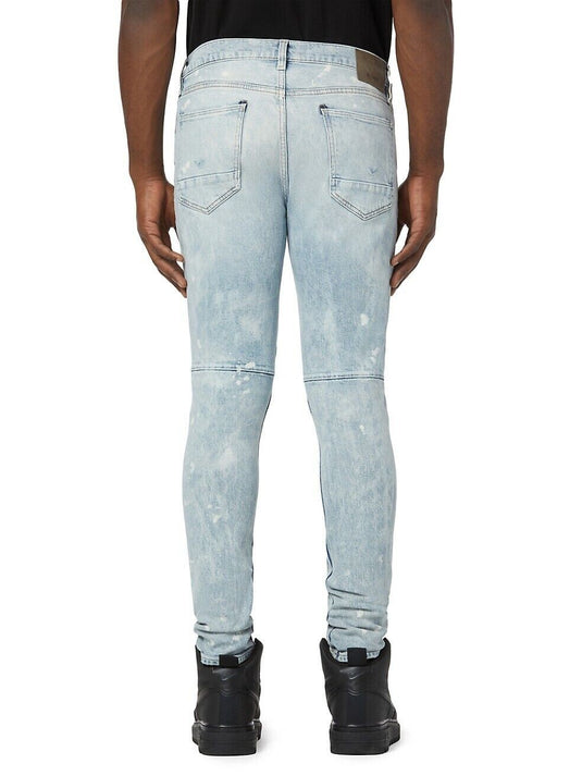 Translation missing: en.Hudson Men's Zack Skinny Fit Moto Biker Jeans In Mineral Blue-30/32