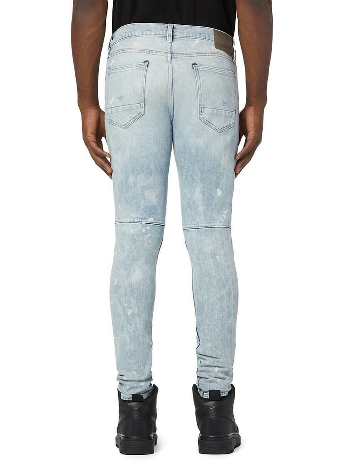 Translation missing: en.Hudson Men's Zack Skinny Fit Moto Biker Jeans In Mineral Blue-30/32