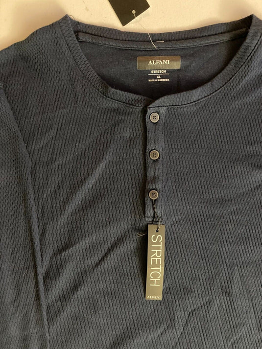 Translation missing: en.Alfani Men's Classic Fit Mesh Henley Shirt in Neo Navy-XL