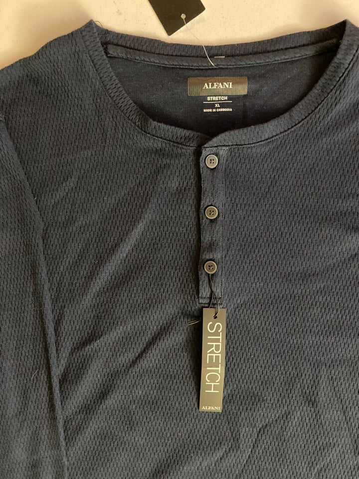Translation missing: en.Alfani Men's Classic Fit Mesh Henley Shirt in Neo Navy-XL