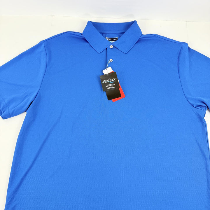Translation missing: en.PGA TOUR Big and Tall Airflux Solid Mesh Short Sleeve Golf Polo Shirt Blue-2X