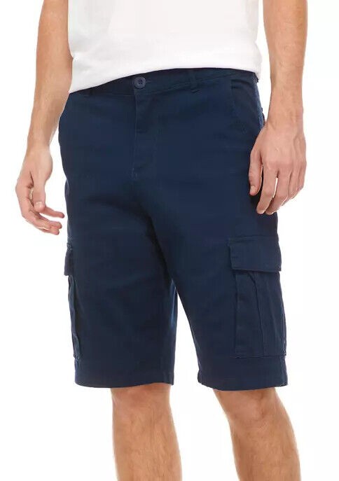 Translation missing: en.Original Blu Rock Belted Cargo Twill Shorts Flat Front Navy-36