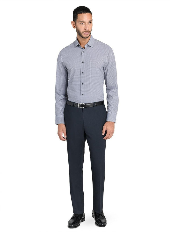 Translation missing: en.Construct Mens Slim Fit Gingham Performance Stretch Dress Shirt Black-16-16.5 34