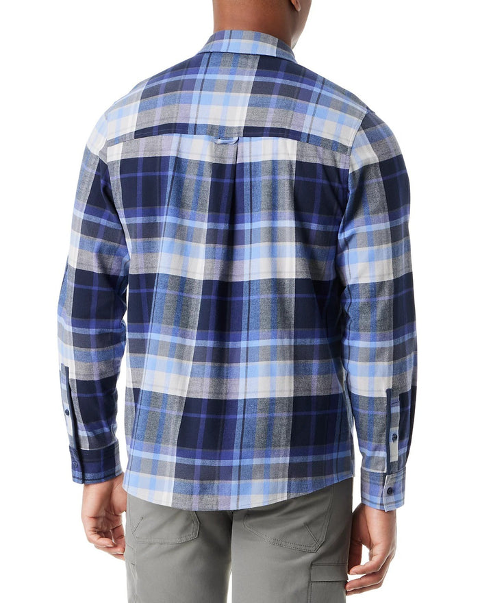 Translation missing: en.Bass Outdoor Flannel Shirt Mens XL Persian Blue Classic Fit Plaid Stretch Pocket