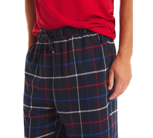 Translation missing: en.Nautica Men's Plaid Pajama Pants &amp; Solid Pajama T-Shirt Set - Nautica Red-XL
