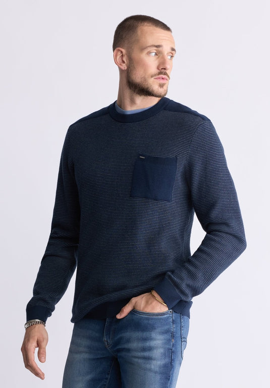 Translation missing: en.Buffalo David Men's William Knit Pullover Crewneck Sweater - Midnight Blue-2XL