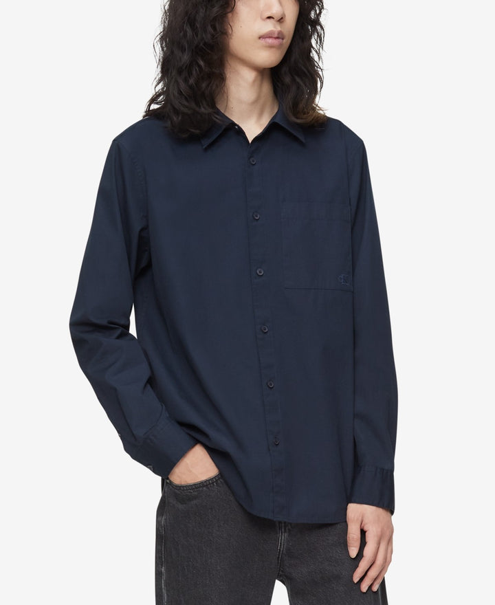 Translation missing: en.Calvin Klein Mens Solid Patch Pocket Button Down Easy Shirt Serenity Blue-Medium