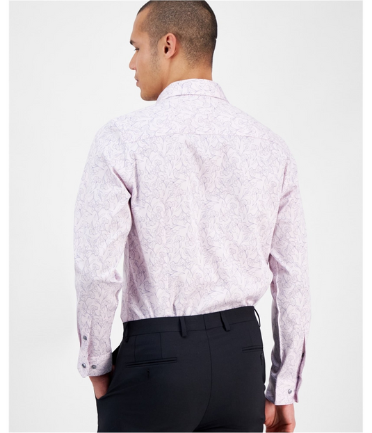 Translation missing: en.Bar III Men's Slim-Fit Abstract Floral Dress Shirt Pale Rose-14-14.5 32/33